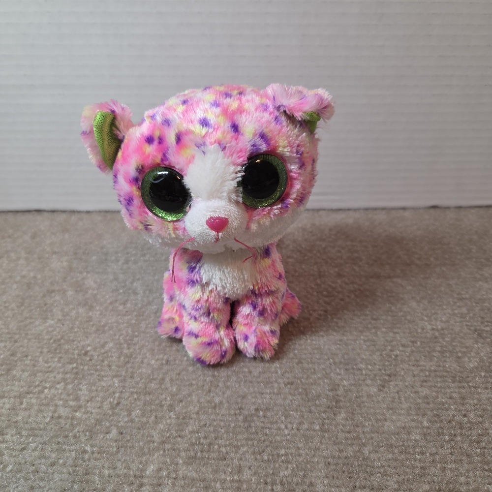 2016 Ty Silk Beanie Boos "SOPHIE the Cat" Small Multicolor Plush Glitter